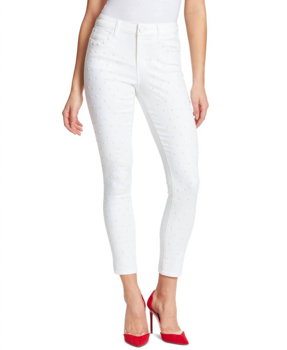 NEW SKINNYGIRL women's fritzo studded front mid rise skinny jeans in white